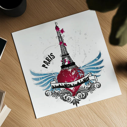 Heart of the City Paris by Belinda Aldrich. Shown as a detailed flat fine art print, highlighting archival giclee quality. Available as an archival giclee rolled canvas, fine art paper, or poster print. SKU 32967a.