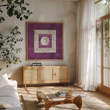 Sea Shell I by Belinda Aldrich. Shown in a natural wood frame in a cozy modern living room. Available as an archival giclee rolled canvas, fine art paper, or poster print. SKU 32962a.