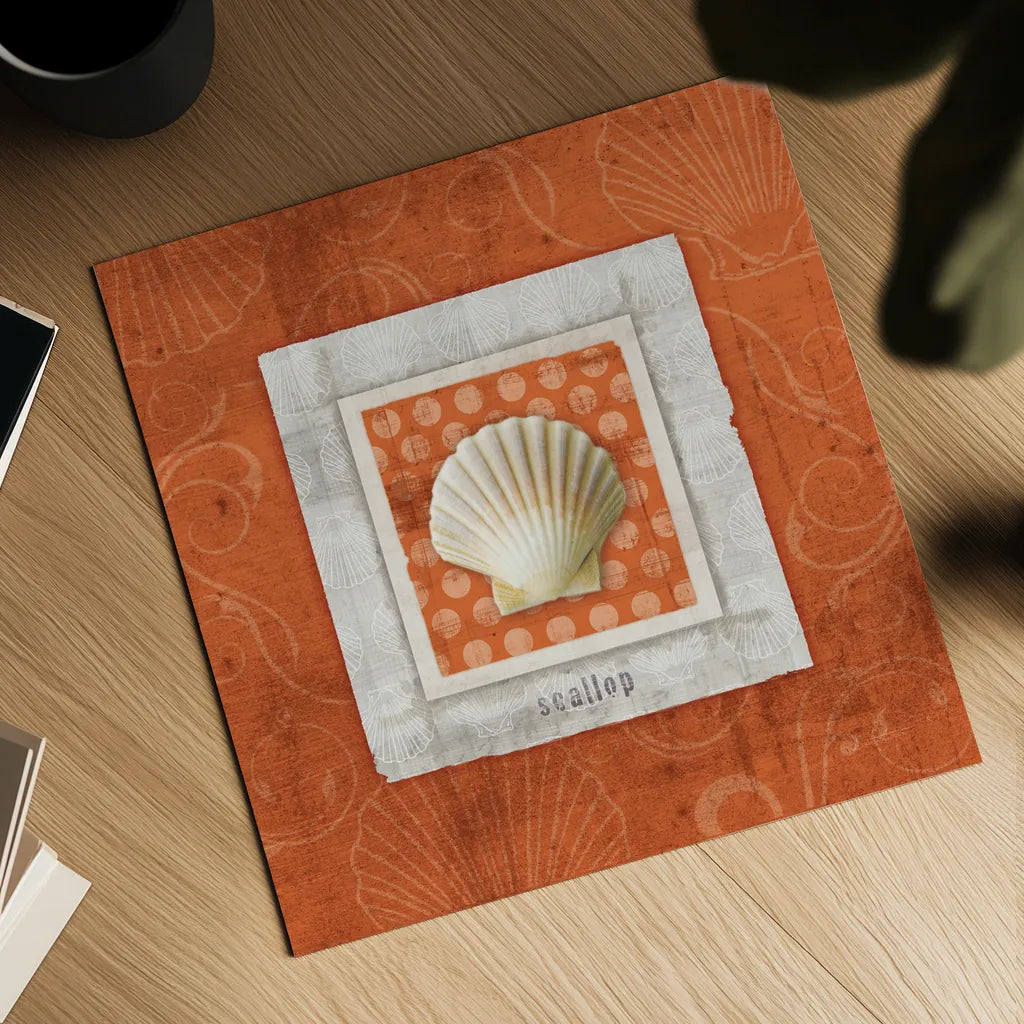 Sea Shell III by Belinda Aldrich. Shown as a detailed flat fine art print, highlighting archival giclee quality. Available as an archival giclee rolled canvas, fine art paper, or poster print. SKU 32963a.