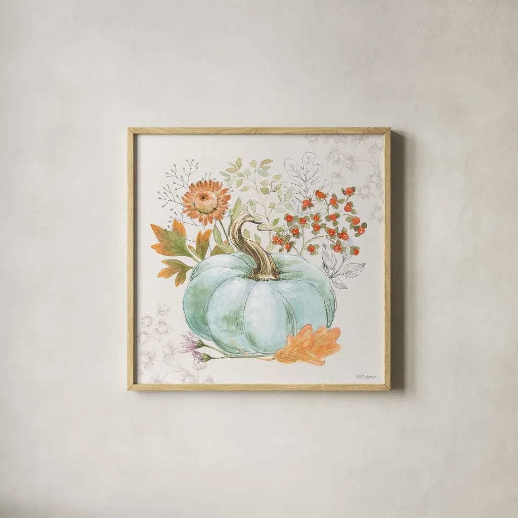 Abundance II by Beth Grove. Shown in a natural wood glass frame for a timeless modern aesthetic. Available as an archival giclee rolled canvas, fine art paper, or poster print. SKU 98102a.