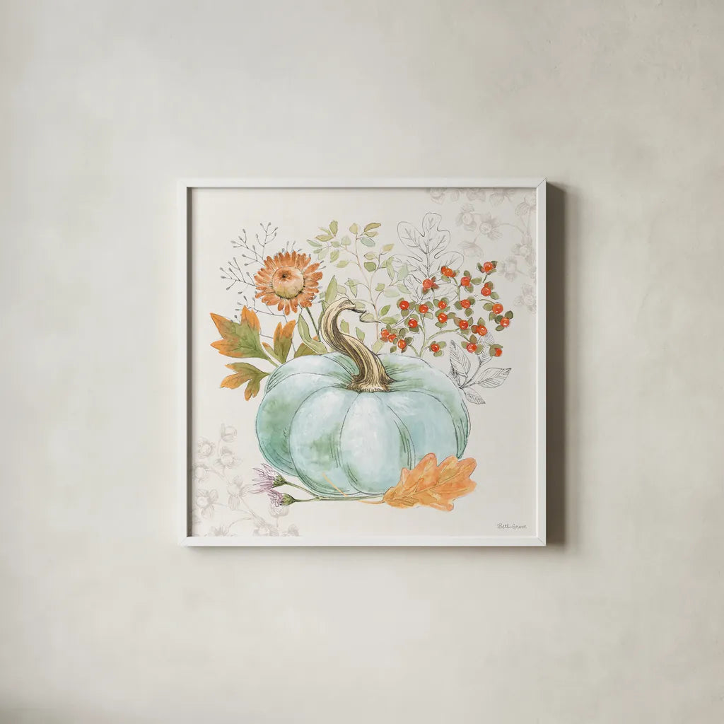 Abundance II by Beth Grove. Shown in a crisp white glass frame for a clean and minimalist style. Available as an archival giclee rolled canvas, fine art paper, or poster print. SKU 98102a.