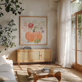 Abundance IV by Beth Grove. Shown in a natural wood frame in a cozy modern living room. Available as an archival giclee rolled canvas, fine art paper, or poster print. SKU 98104a.