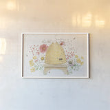 Afternoon in the Garden I by Beth Grove. shown as a paper print in a white frame. Available as a archival giclee rolled canvas, fine art paper, or poster print. SKU 84907i.