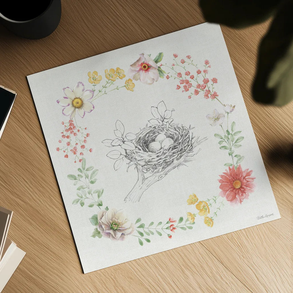 Afternoon in the Garden X by Beth Grove. Shown as a detailed flat fine art print, highlighting archival giclee quality. Available as an archival giclee rolled canvas, fine art paper, or poster print. SKU 84916a.