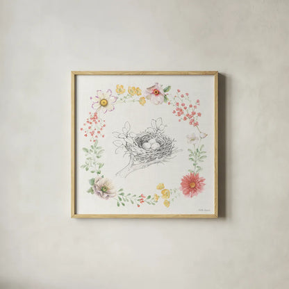 Afternoon in the Garden X by Beth Grove. Shown in a natural wood glass frame for a timeless modern aesthetic. Available as an archival giclee rolled canvas, fine art paper, or poster print. SKU 84916a.