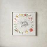 Afternoon in the Garden X by Beth Grove. Shown in a crisp white glass frame for a clean and minimalist style. Available as an archival giclee rolled canvas, fine art paper, or poster print. SKU 84916a.