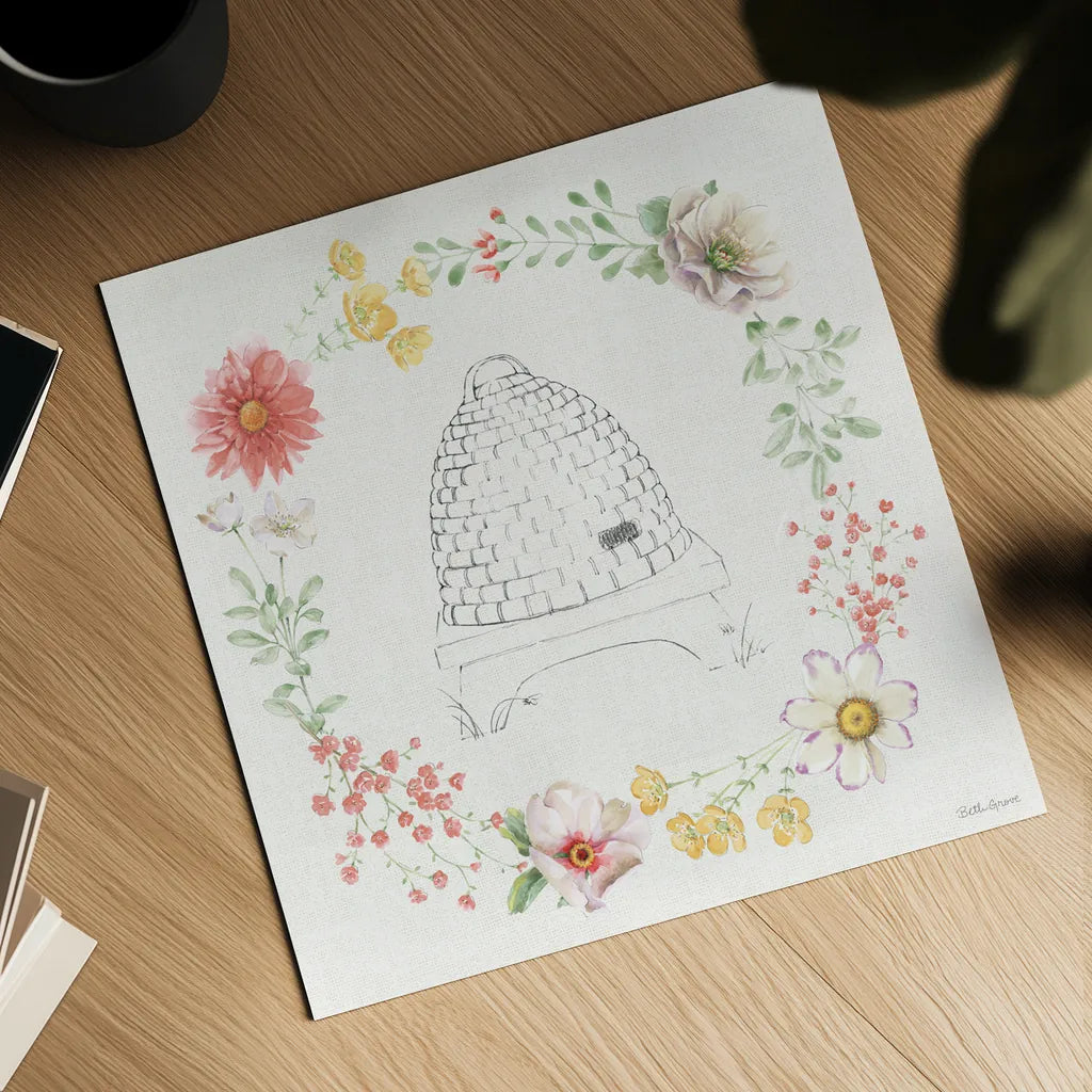 Afternoon in the Garden XII by Beth Grove. Shown as a detailed flat fine art print, highlighting archival giclee quality. Available as an archival giclee rolled canvas, fine art paper, or poster print. SKU 84918a.