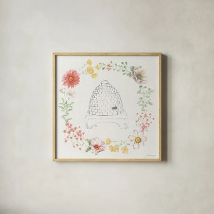 Afternoon in the Garden XII by Beth Grove. Shown in a natural wood glass frame for a timeless modern aesthetic. Available as an archival giclee rolled canvas, fine art paper, or poster print. SKU 84918a.