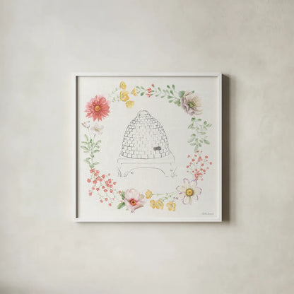 Afternoon in the Garden XII by Beth Grove. Shown in a crisp white glass frame for a clean and minimalist style. Available as an archival giclee rolled canvas, fine art paper, or poster print. SKU 84918a.