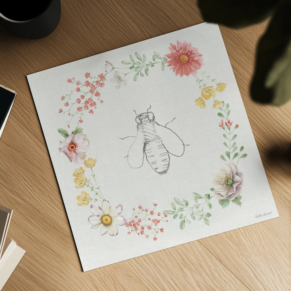 Afternoon in the Garden XIII by Beth Grove. Shown as a detailed flat fine art print, highlighting archival giclee quality. Available as an archival giclee rolled canvas, fine art paper, or poster print. SKU 84919a.