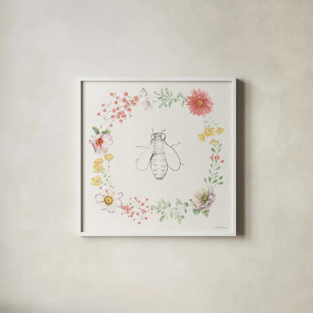 Afternoon in the Garden XIII by Beth Grove. Shown in a crisp white glass frame for a clean and minimalist style. Available as an archival giclee rolled canvas, fine art paper, or poster print. SKU 84919a.