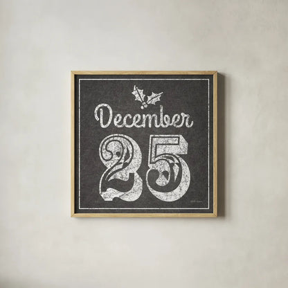 All About The Holidays IV BW by Beth Grove. Shown in a natural wood glass frame for a timeless modern aesthetic. Available as an archival giclee rolled canvas, fine art paper, or poster print. SKU 73352a.