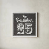 All About The Holidays IV BW by Beth Grove. Shown in a crisp white glass frame for a clean and minimalist style. Available as an archival giclee rolled canvas, fine art paper, or poster print. SKU 73352a.