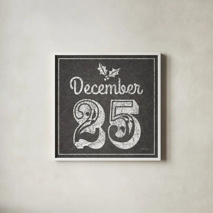 All About The Holidays IV BW by Beth Grove. Shown in a crisp white glass frame for a clean and minimalist style. Available as an archival giclee rolled canvas, fine art paper, or poster print. SKU 73352a.