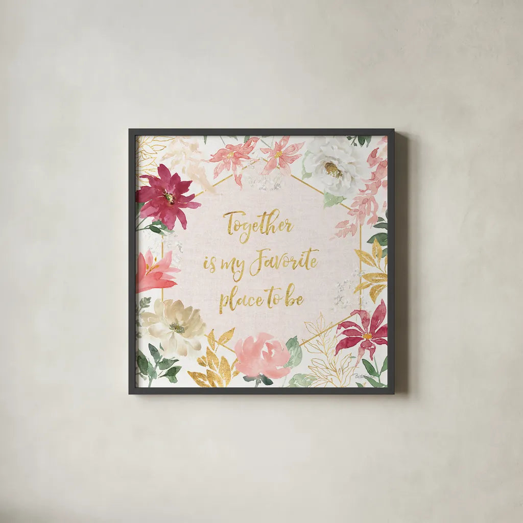 All You Need is Love II by Beth Grove. Shown in a sleek black glass frame for a contemporary gallery look. Available as an archival giclee rolled canvas, fine art paper, or poster print. SKU 55405a.