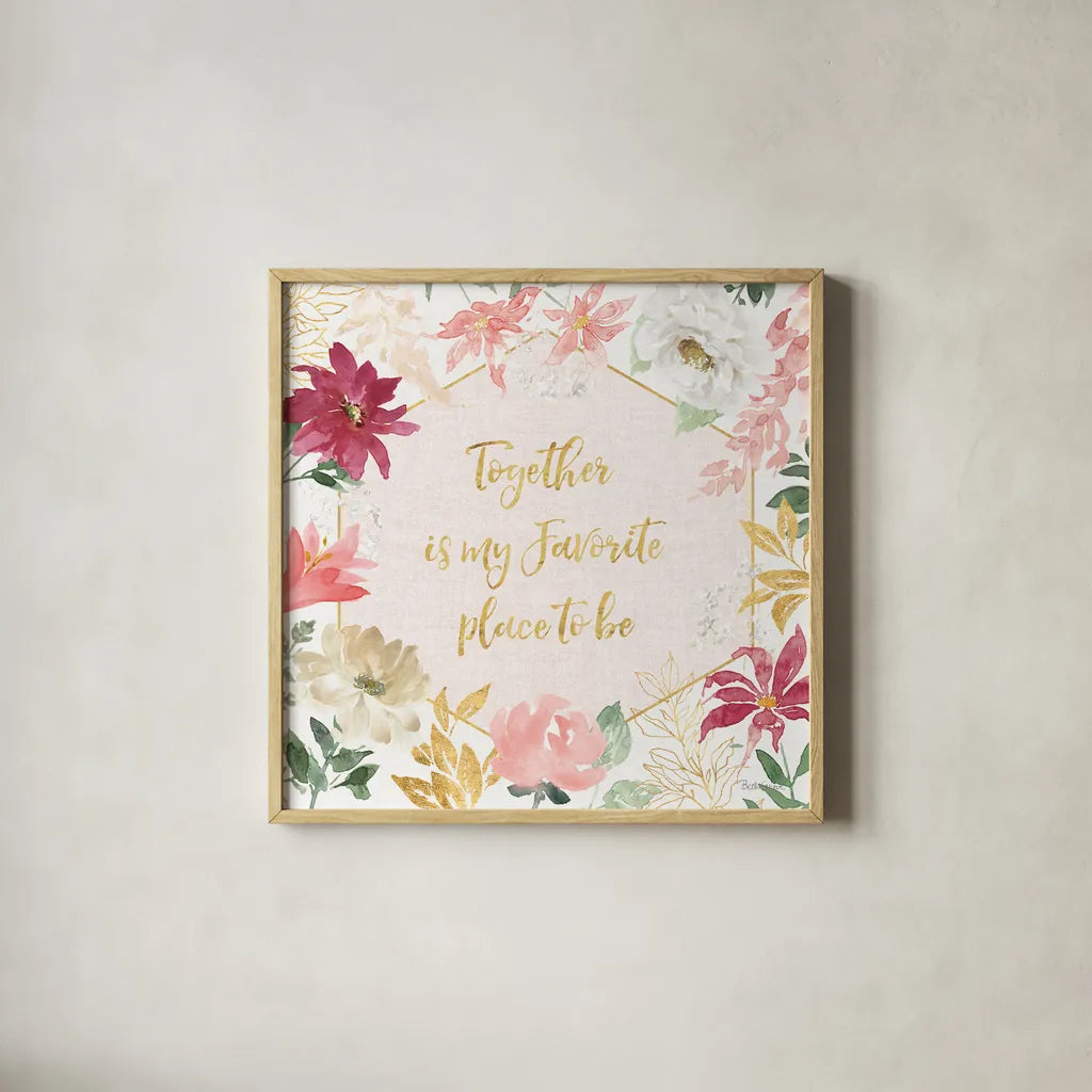 All You Need is Love II by Beth Grove. Shown in a natural wood glass frame for a timeless modern aesthetic. Available as an archival giclee rolled canvas, fine art paper, or poster print. SKU 55405a.