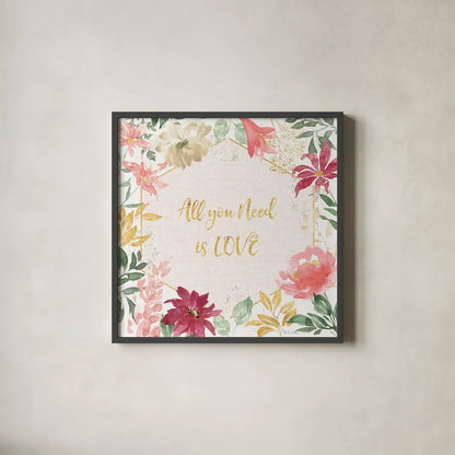 All You Need is Love III by Beth Grove. Shown in a sleek black glass frame for a contemporary gallery look. Available as an archival giclee rolled canvas, fine art paper, or poster print. SKU 55406a.
