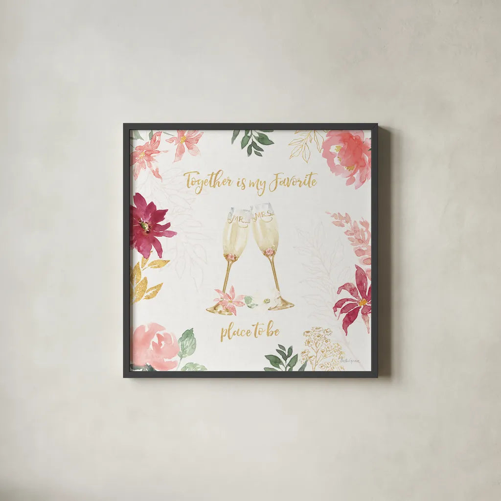 All You Need is Love IV by Beth Grove. Shown in a sleek black glass frame for a contemporary gallery look. Available as an archival giclee rolled canvas, fine art paper, or poster print. SKU 55407a.