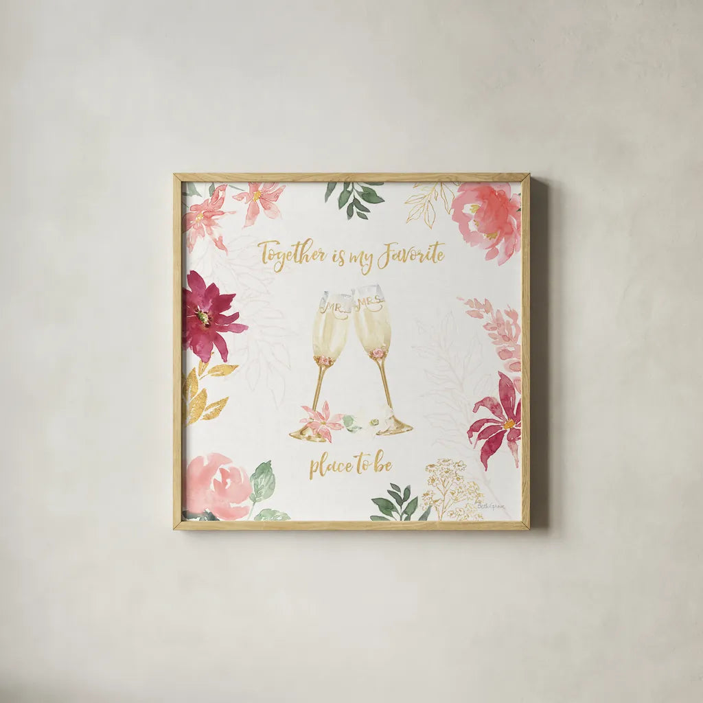 All You Need is Love IV by Beth Grove. Shown in a natural wood glass frame for a timeless modern aesthetic. Available as an archival giclee rolled canvas, fine art paper, or poster print. SKU 55407a.