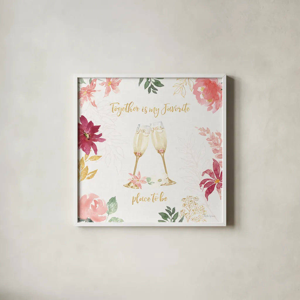 All You Need is Love IV by Beth Grove. Shown in a crisp white glass frame for a clean and minimalist style. Available as an archival giclee rolled canvas, fine art paper, or poster print. SKU 55407a.