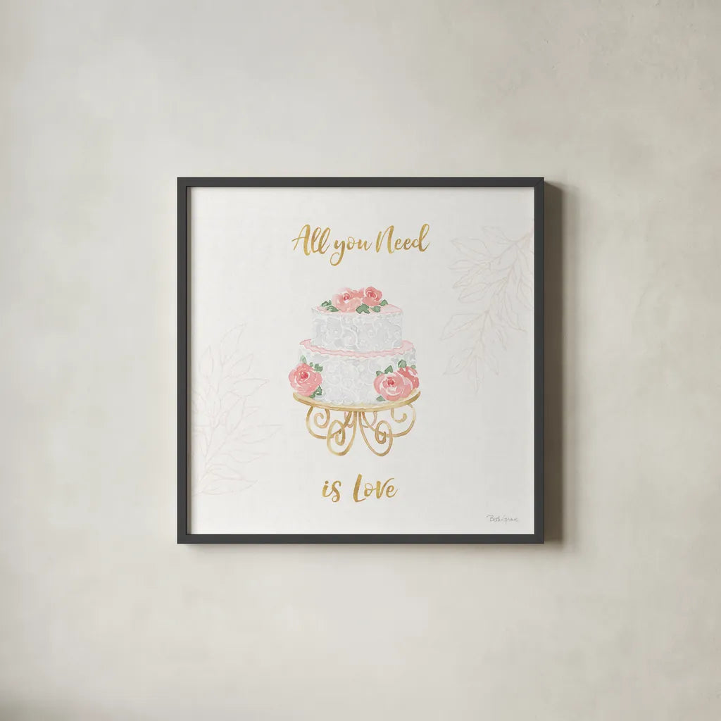 All You Need is Love IX by Beth Grove. Shown in a sleek black glass frame for a contemporary gallery look. Available as an archival giclee rolled canvas, fine art paper, or poster print. SKU 55412a.