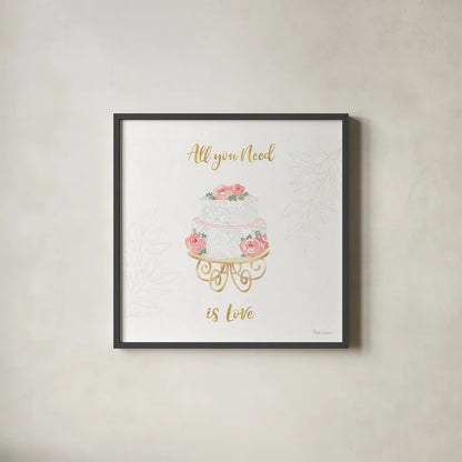 All You Need is Love IX by Beth Grove. Shown in a sleek black glass frame for a contemporary gallery look. Available as an archival giclee rolled canvas, fine art paper, or poster print. SKU 55412a.