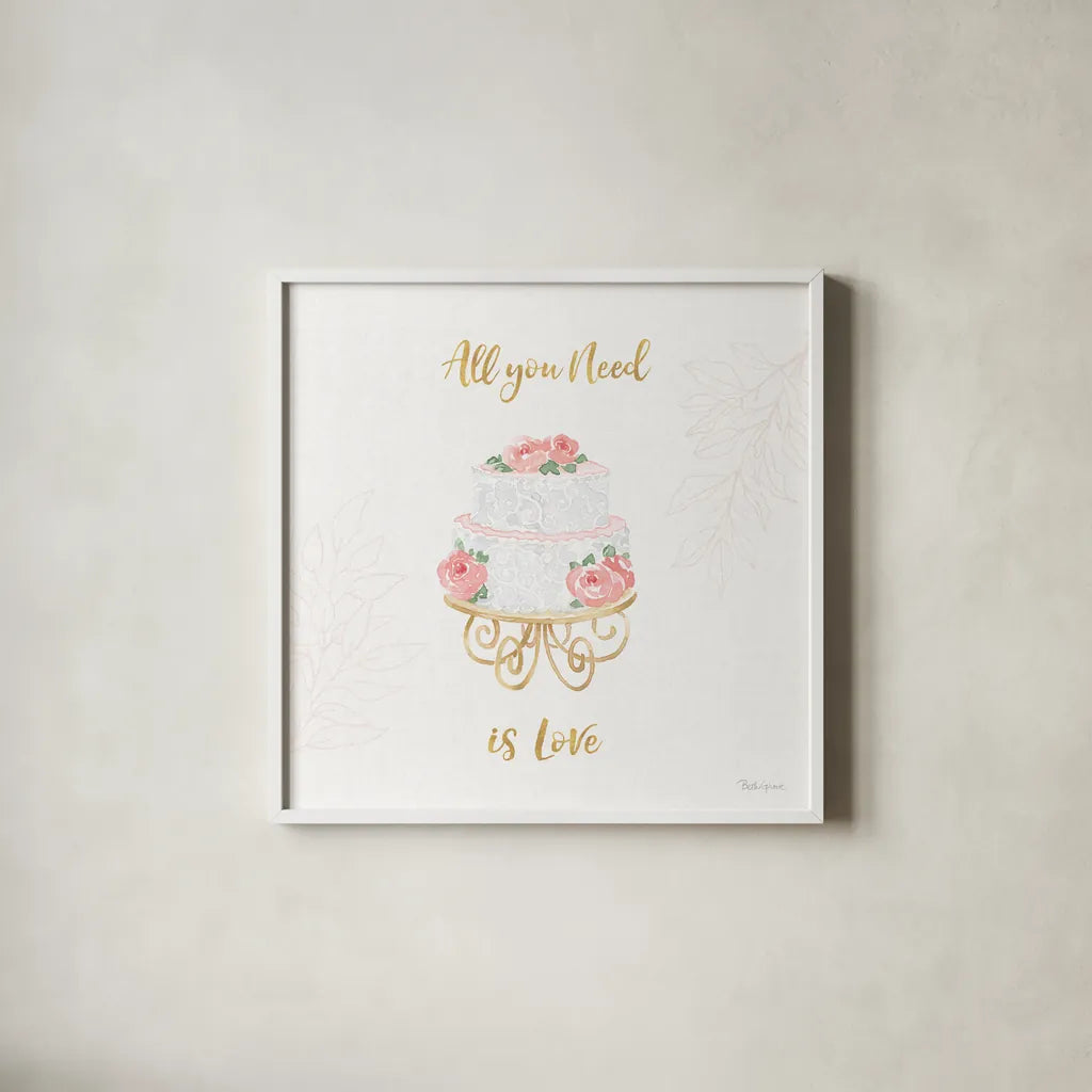 All You Need is Love IX by Beth Grove. Shown in a crisp white glass frame for a clean and minimalist style. Available as an archival giclee rolled canvas, fine art paper, or poster print. SKU 55412a.