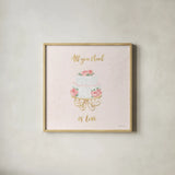 All You Need is Love IX Pink by Beth Grove. Shown in a natural wood glass frame for a timeless modern aesthetic. Available as an archival giclee rolled canvas, fine art paper, or poster print. SKU 55416a.