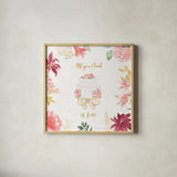 All You Need is Love V by Beth Grove. Shown in a natural wood glass frame for a timeless modern aesthetic. Available as an archival giclee rolled canvas, fine art paper, or poster print. SKU 55408a.