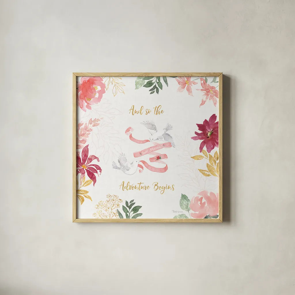 All You Need is Love VI by Beth Grove. Shown in a natural wood glass frame for a timeless modern aesthetic. Available as an archival giclee rolled canvas, fine art paper, or poster print. SKU 55409a.