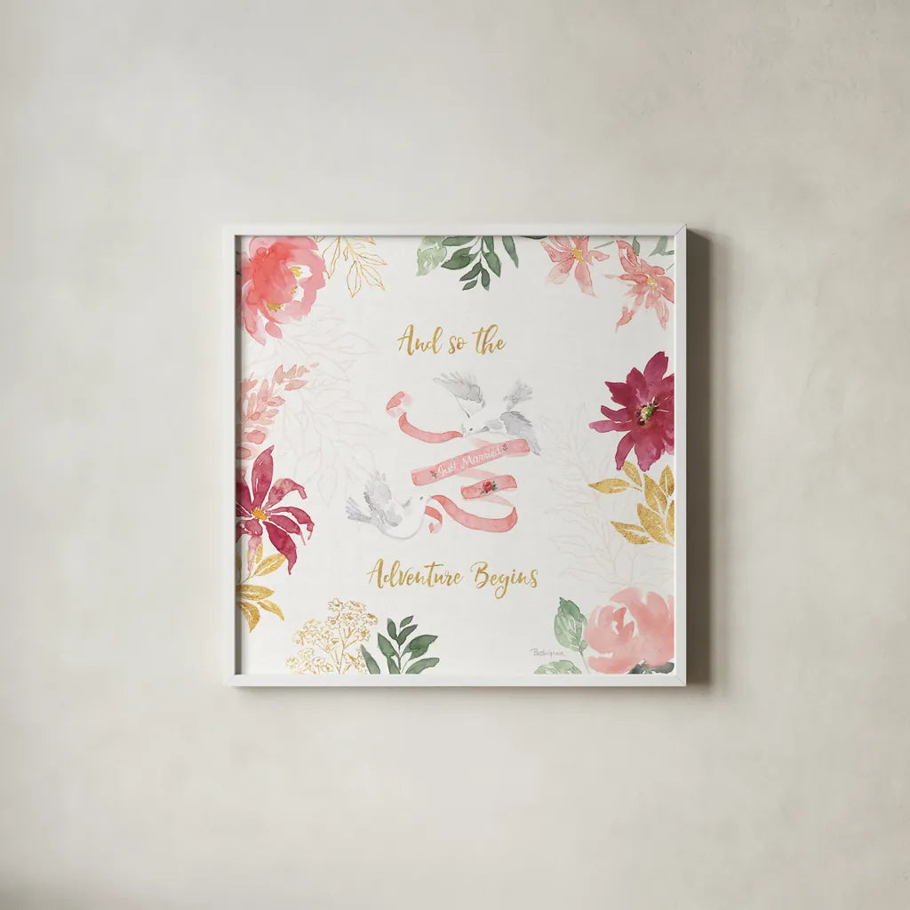 All You Need is Love VI by Beth Grove. Shown in a crisp white glass frame for a clean and minimalist style. Available as an archival giclee rolled canvas, fine art paper, or poster print. SKU 55409a.