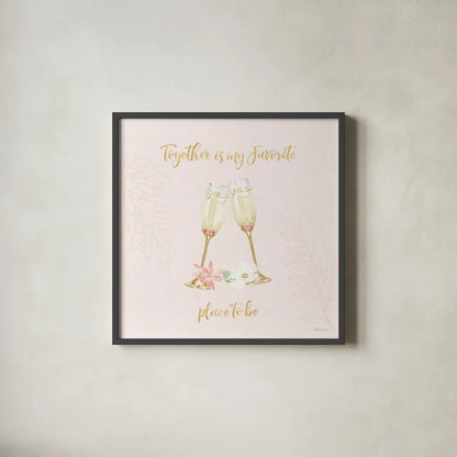 All You Need is Love VIII Pink by Beth Grove. Shown in a sleek black glass frame for a contemporary gallery look. Available as an archival giclee rolled canvas, fine art paper, or poster print. SKU 55415a.