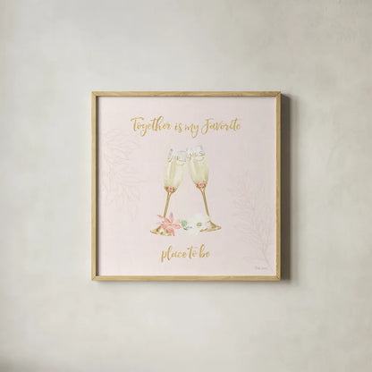 All You Need is Love VIII Pink by Beth Grove. Shown in a natural wood glass frame for a timeless modern aesthetic. Available as an archival giclee rolled canvas, fine art paper, or poster print. SKU 55415a.