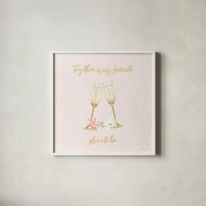 All You Need is Love VIII Pink by Beth Grove. Shown in a crisp white glass frame for a clean and minimalist style. Available as an archival giclee rolled canvas, fine art paper, or poster print. SKU 55415a.