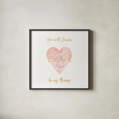 All You Need is Love XI by Beth Grove. Shown in a sleek black glass frame for a contemporary gallery look. Available as an archival giclee rolled canvas, fine art paper, or poster print. SKU 55414a.