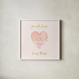 All You Need is Love XI Pink by Beth Grove. Shown in a crisp white glass frame for a clean and minimalist style. Available as an archival giclee rolled canvas, fine art paper, or poster print. SKU 55418a.