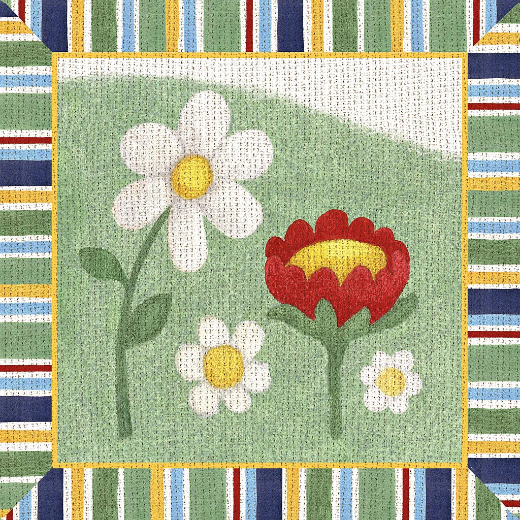 Americana Garden I with border by Beth Grove. SKU 27287a. Archival Giclee Fine art print for wall decor.