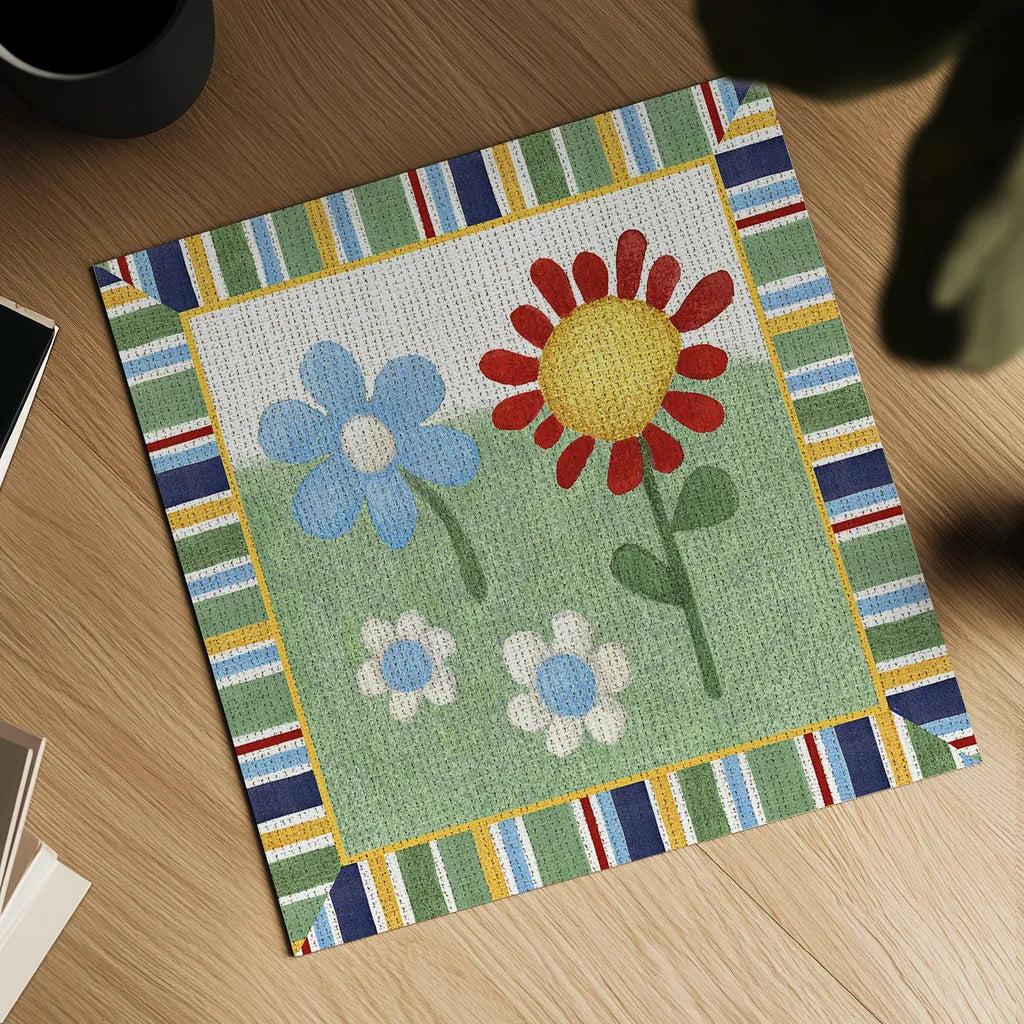 Americana Garden II with border by Beth Grove. Shown as a detailed flat fine art print, highlighting archival giclee quality. Available as an archival giclee rolled canvas, fine art paper, or poster print. SKU 27289a.