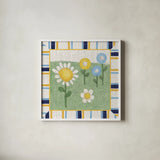 Americana Garden III with border by Beth Grove. Shown in a crisp white glass frame for a clean and minimalist style. Available as an archival giclee rolled canvas, fine art paper, or poster print. SKU 27291a.