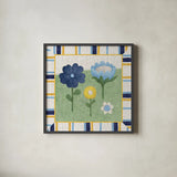 Americana Garden IV with border by Beth Grove. Shown in a sleek black glass frame for a contemporary gallery look. Available as an archival giclee rolled canvas, fine art paper, or poster print. SKU 27293a.