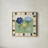 Americana Garden IV with border by Beth Grove. Shown in a natural wood glass frame for a timeless modern aesthetic. Available as an archival giclee rolled canvas, fine art paper, or poster print. SKU 27293a.