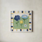 Americana Garden IV with border by Beth Grove. Shown in a crisp white glass frame for a clean and minimalist style. Available as an archival giclee rolled canvas, fine art paper, or poster print. SKU 27293a.