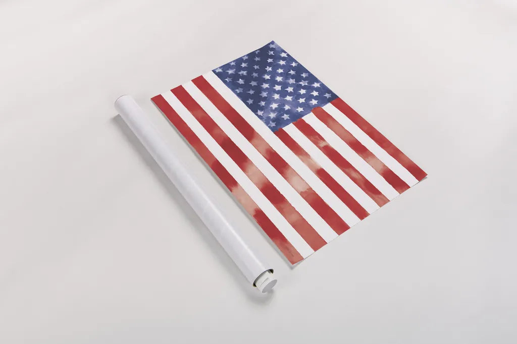 Americana Style Flag II by Beth Grove. shown as a rolled paper print. Available as archival giclee rolled canvas, fine art paper, or poster print. SKU 79934i.