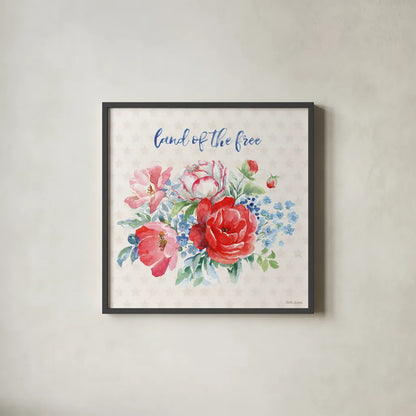 Americana Style II by Beth Grove. Shown in a sleek black glass frame for a contemporary gallery look. Available as an archival giclee rolled canvas, fine art paper, or poster print. SKU 69481a.