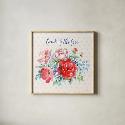 Americana Style II by Beth Grove. Shown in a natural wood glass frame for a timeless modern aesthetic. Available as an archival giclee rolled canvas, fine art paper, or poster print. SKU 69481a.