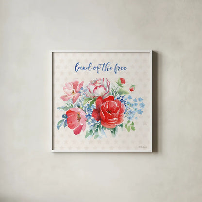 Americana Style II by Beth Grove. Shown in a crisp white glass frame for a clean and minimalist style. Available as an archival giclee rolled canvas, fine art paper, or poster print. SKU 69481a.