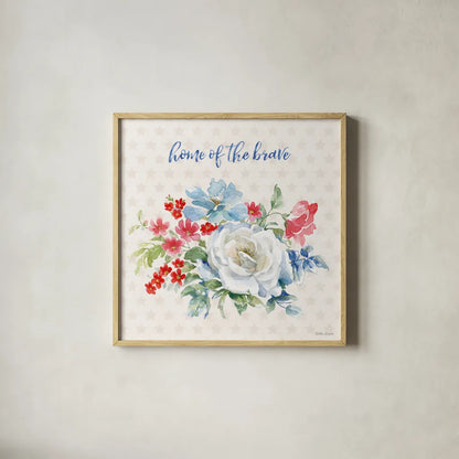 Americana Style III by Beth Grove. Shown in a natural wood glass frame for a timeless modern aesthetic. Available as an archival giclee rolled canvas, fine art paper, or poster print. SKU 69482a.