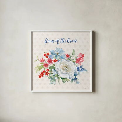 Americana Style III by Beth Grove. Shown in a crisp white glass frame for a clean and minimalist style. Available as an archival giclee rolled canvas, fine art paper, or poster print. SKU 69482a.