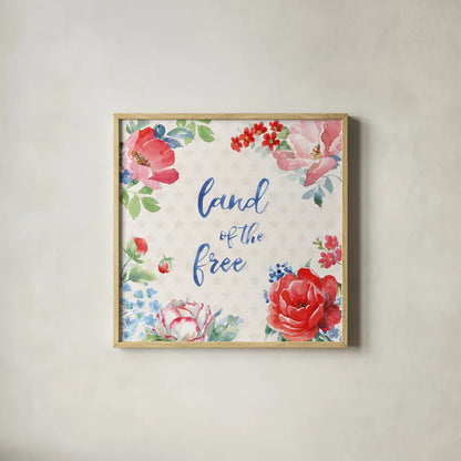 Americana Style IV by Beth Grove. Shown in a natural wood glass frame for a timeless modern aesthetic. Available as an archival giclee rolled canvas, fine art paper, or poster print. SKU 69483a.