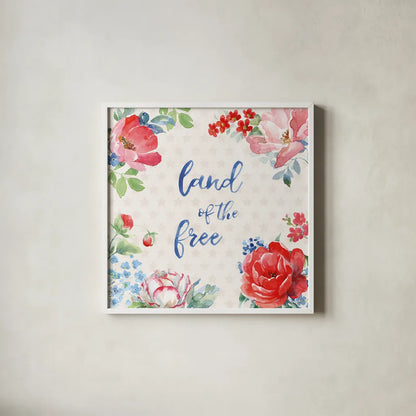 Americana Style IV by Beth Grove. Shown in a crisp white glass frame for a clean and minimalist style. Available as an archival giclee rolled canvas, fine art paper, or poster print. SKU 69483a.